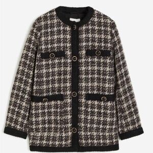 H&M black houndstooth wool blazer textured weave jacket new with tags medium